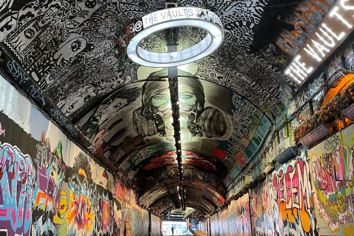 a graffiti covered building