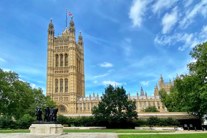 a large stone building with a clock tower